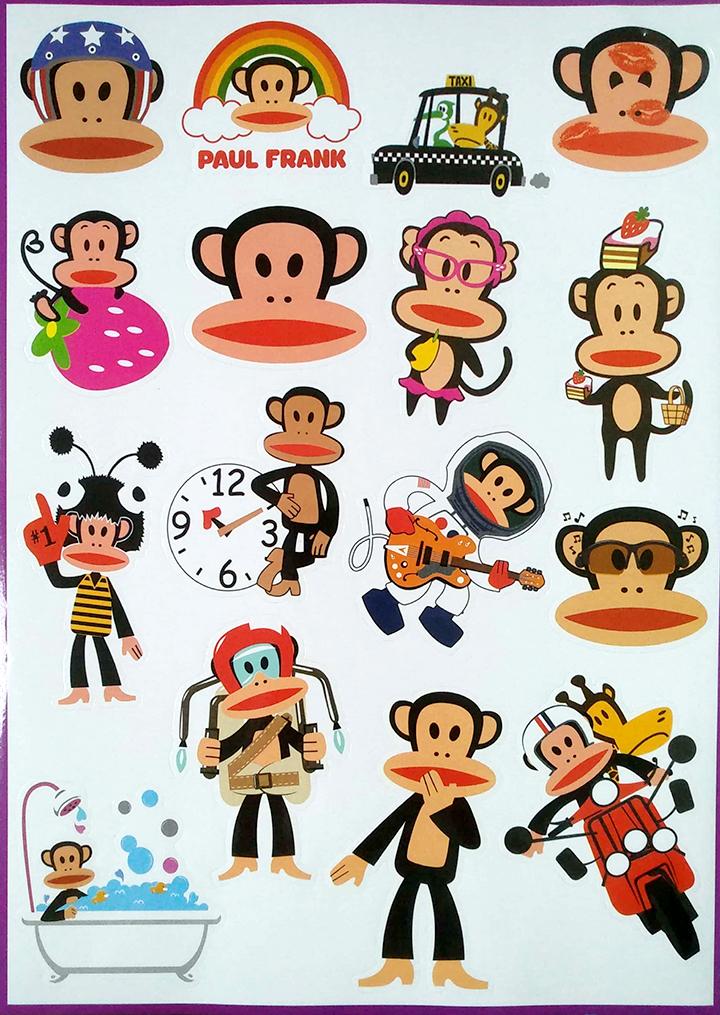Tấm sticker dán chủ đề chú khỉ paul frank