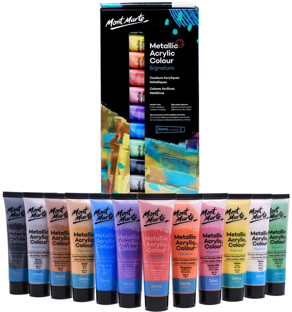 SÉT MÀU NHŨ ACRYLIC METALLIC ACRYLIC MONT MARTE 12 MÀU TUÝP 36ML