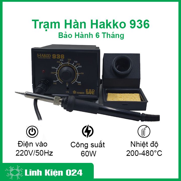 Trạm hàn, máy hàn Hakko 936 220V 60W điều chỉnh nhiệt độ tiện dụng, mỏ hàn điện tử, hàn thiếc chính 