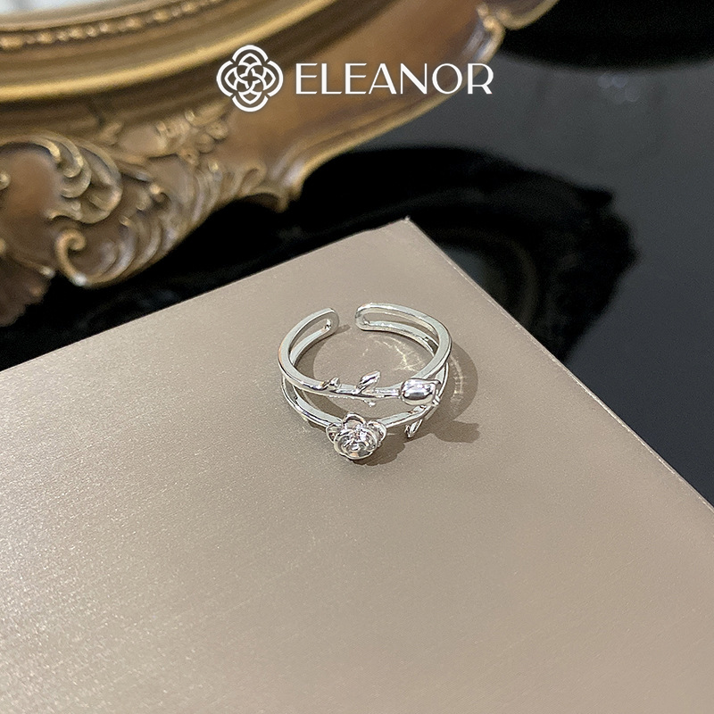 Nhẫn bạc nữ hở Eleanor Accessories thiết kế hình hoa lá phụ kiện trang sức nữ tính 6766