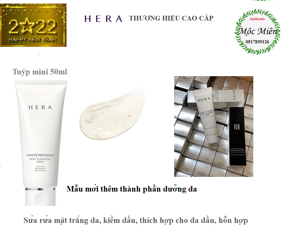 [Date 2024]Sữa rửa mặt trắng da kiềm dầu Hera White Program Cleansing Foam tuýp 50ml