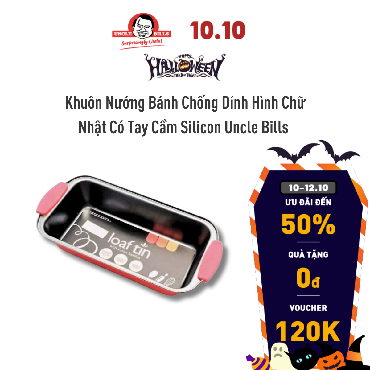 Khay Nướng Chống Dính Hình Chữ Nhật Có Tay Cầm Silicon Cao Cấp Chịu Nhiệt Tốt Uncle Bills KC0292