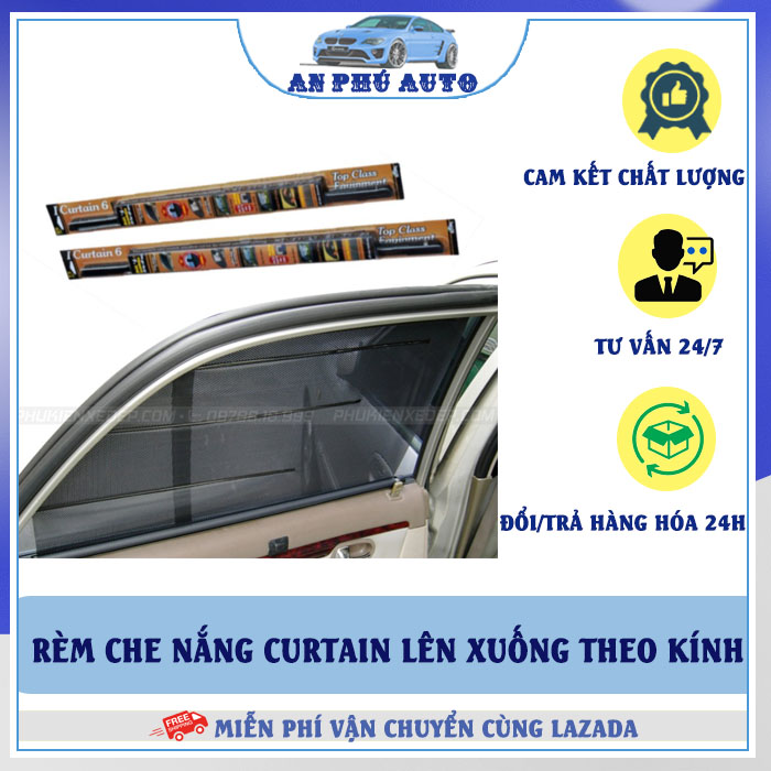 Rèm che nắng thông minh cho ô tô, lên xuống theo kính 52cm ( Curtain 6)