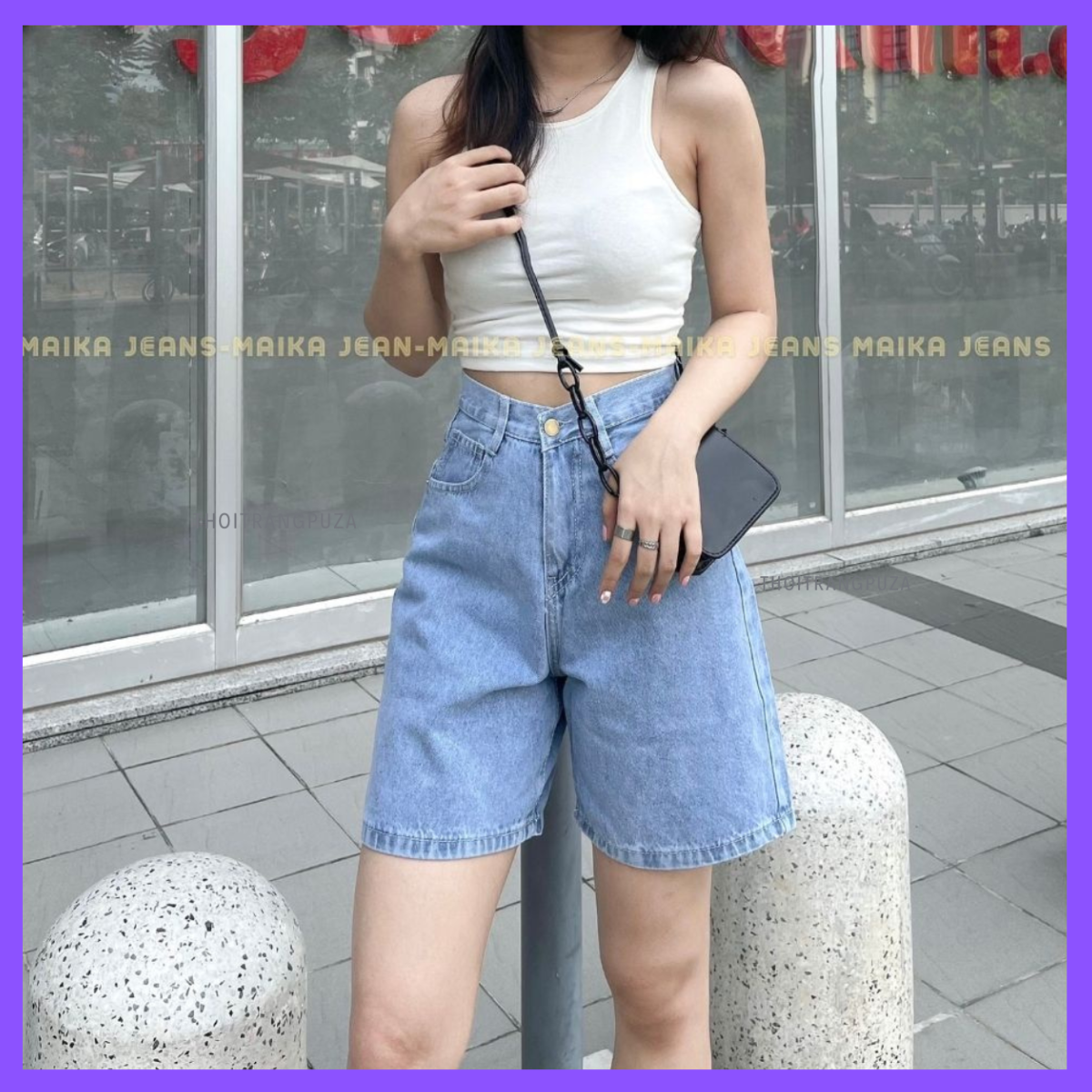 Quần sọt ngố lửng ống rộng nữ chất bò lưng cao ulzzang hot 2022