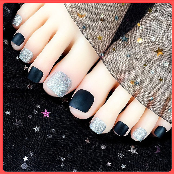 Bộ 24 Móng chân giả , nail giả , móng giả C16 (kèm keo dán)