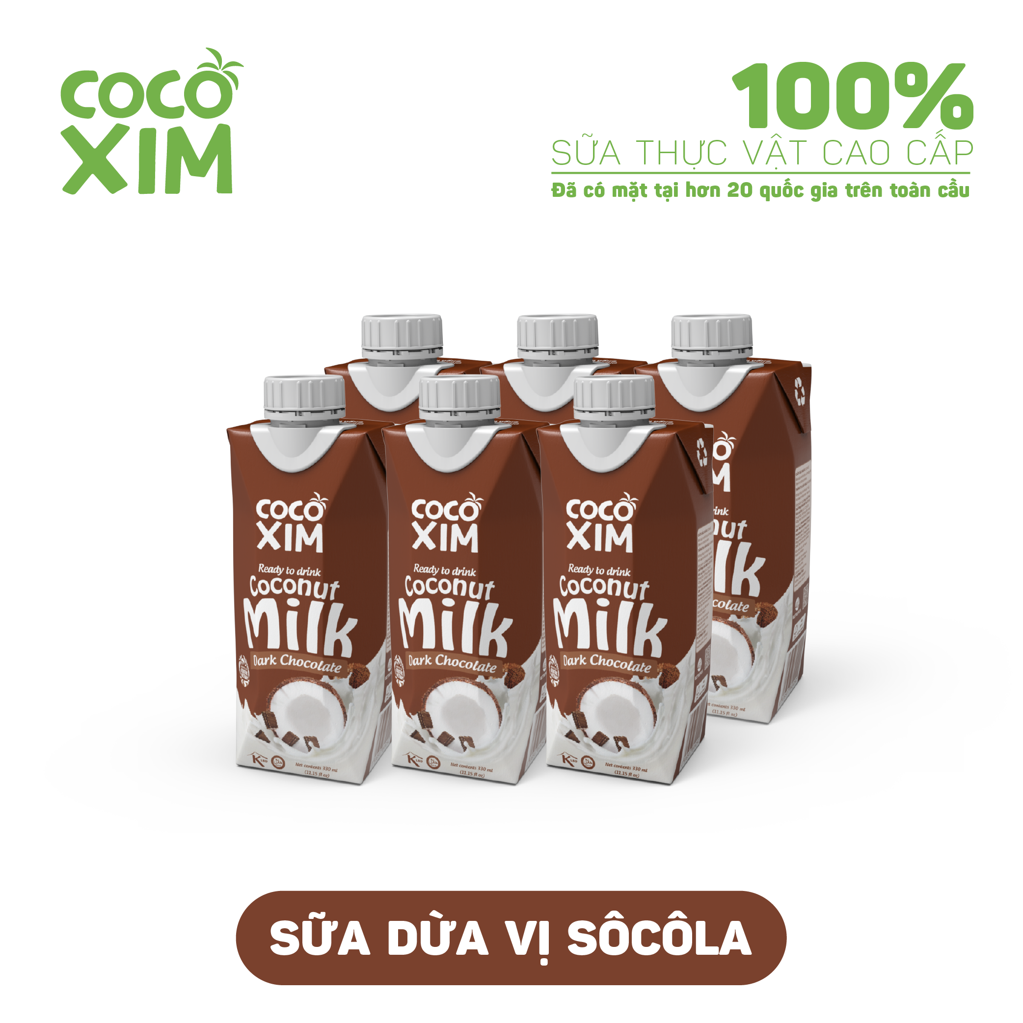 Combo 6 Hộp Sữa dừa đóng hộp Cocoxim Chocolate 330ml/Hộp