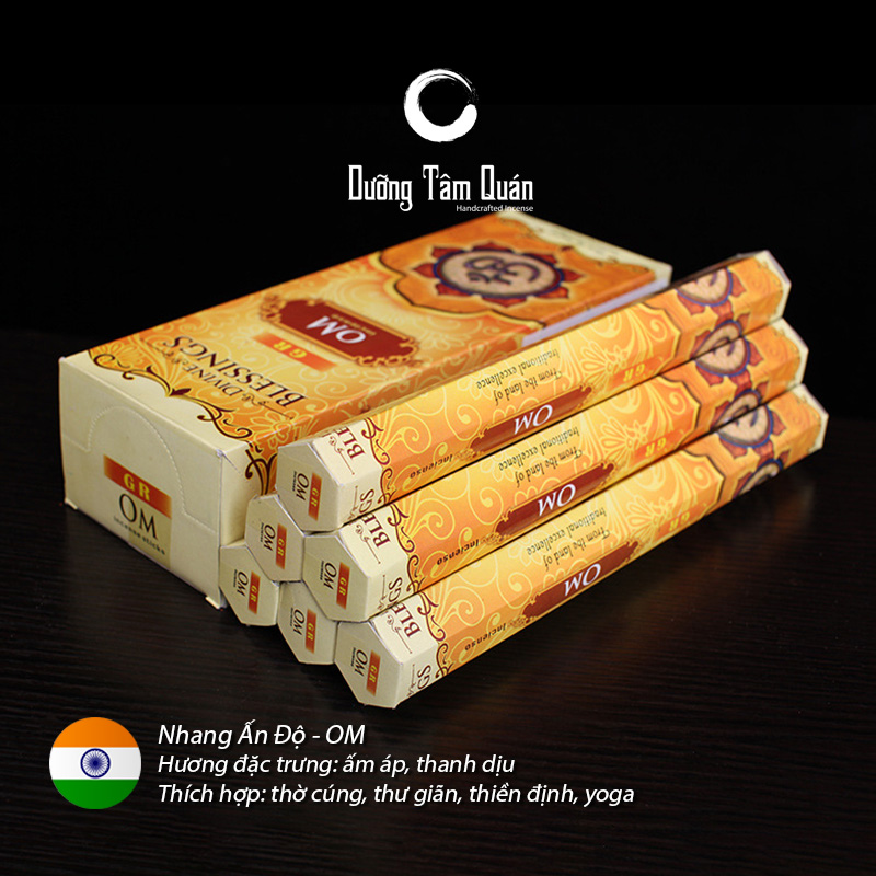 Hộp Nhang Trầm Hương OM Ấn Độ Nhang Trầm Tự Nhiên Thư Giãn Giảm Stress Yoga Thiền Định Xông Phòng Refresh Năng Lượng Ngủ Ngon
