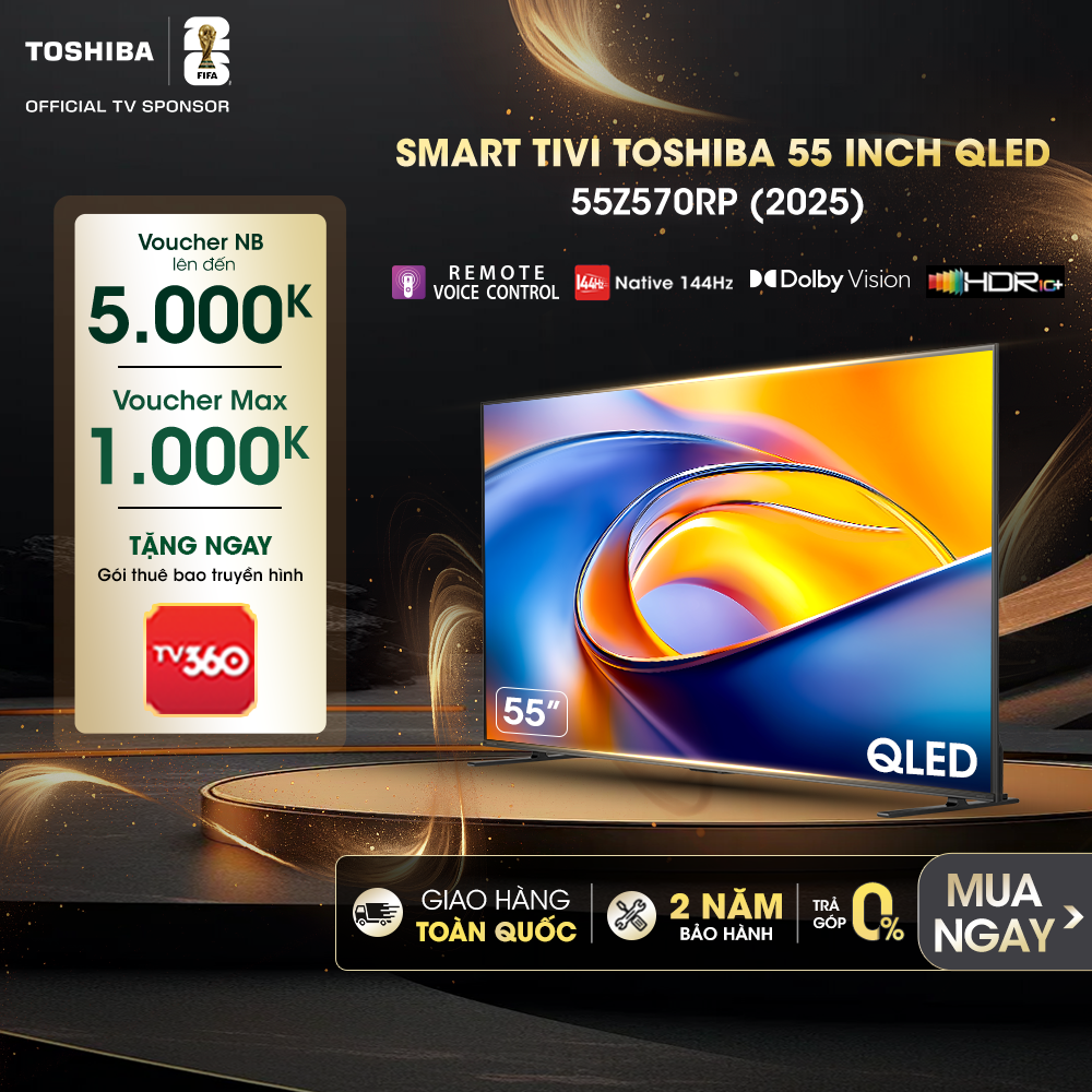 Smart Tv Toshiba 65 Inch Qled 65Z570Rp, 144Hz Nationwide Delivery, 24 Month Warranty Giá 22,990,000 Đồng*Miễn phí vận chuyển