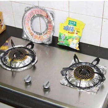Vỉ 10 giấy bạc lót bếp gas (Tròn - Vuông) gia dụng decor thông minh