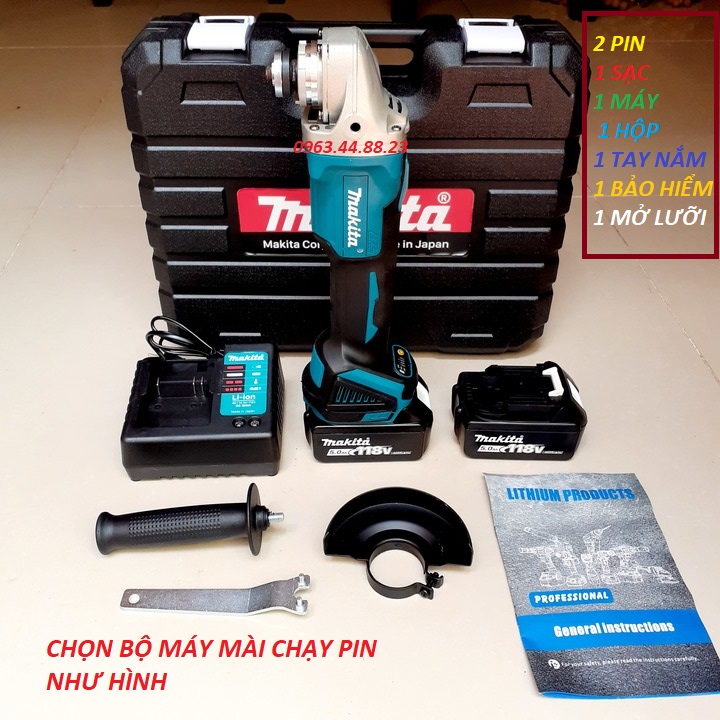 Máy mài pin Makita 118V - 2 pin 20000mAh - Động cơ không than, 100% dây đồng - TẶNG LƯỠI CẮT l
