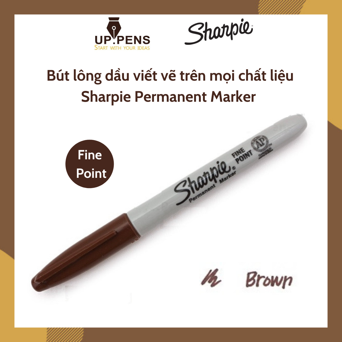 Bút lông dầu viết vẽ trên mọi chất liệu Sharpie Permanent Marker – Fine Point – Màu nâu (Brown)