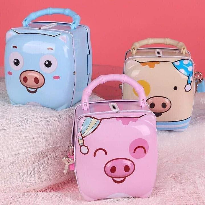 Két sắt cho bé đựng tiền mini hình trâu chuột và heo