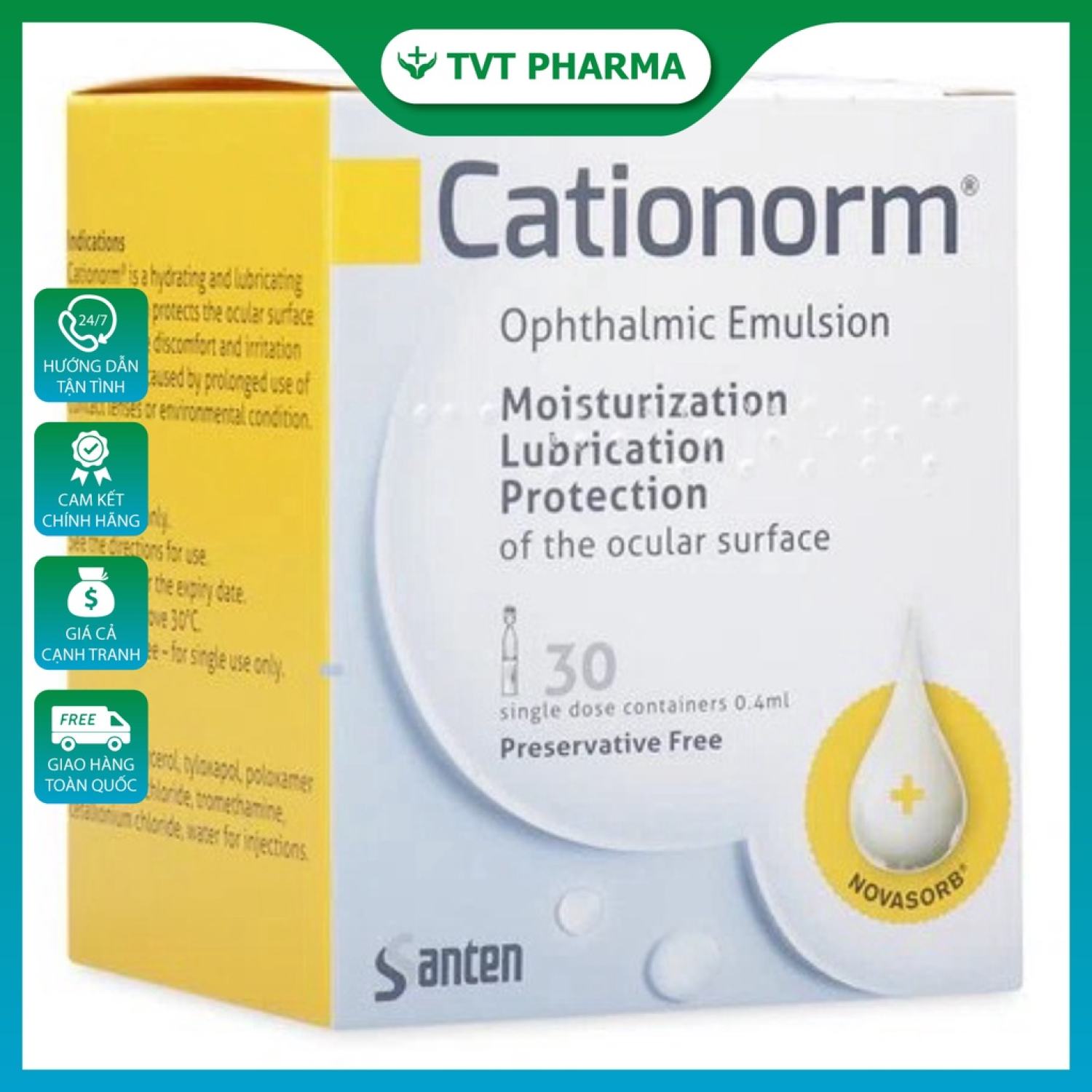 ✅Cationorm. Hộp 30 ống, mỗi ống 0.4ml date mới 2026