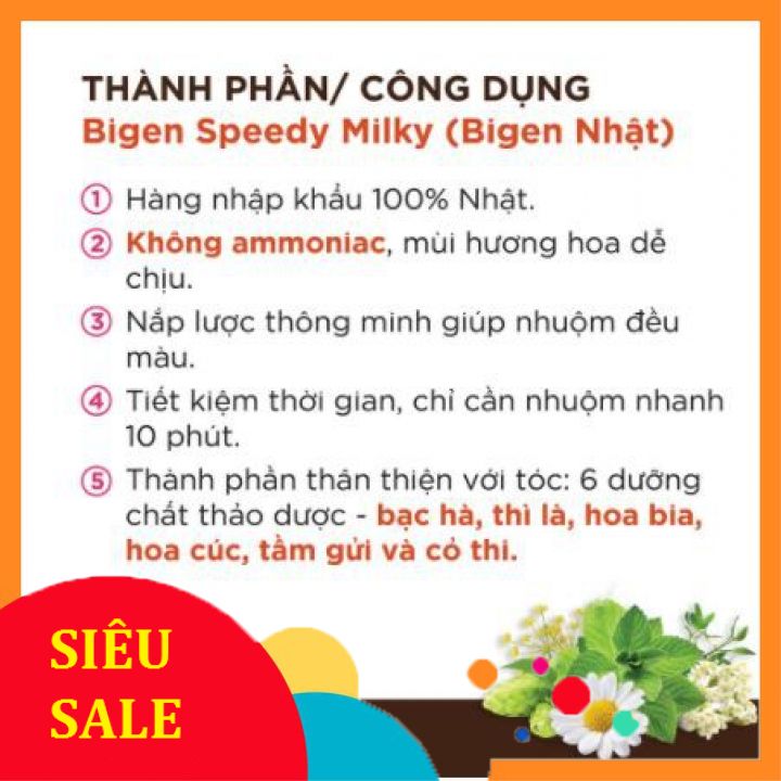 Nhuộm Tóc phủ bạc Bigen Speedy Color Milky 80ml