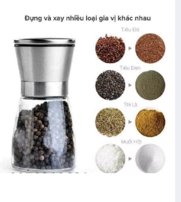 Lọ xay tiêu tự động cao cấp 3 chế độ xay. Chất liệu INOX và thủy tinh cao cấp, an toàn