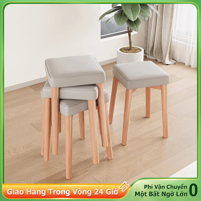 NES ghế gỗ ĐônTròn chắc chắn Thiết Kế Nệm Ngồi Da PU Mềm Mại Thích hợp với ghế ăn và ghế văn phòng