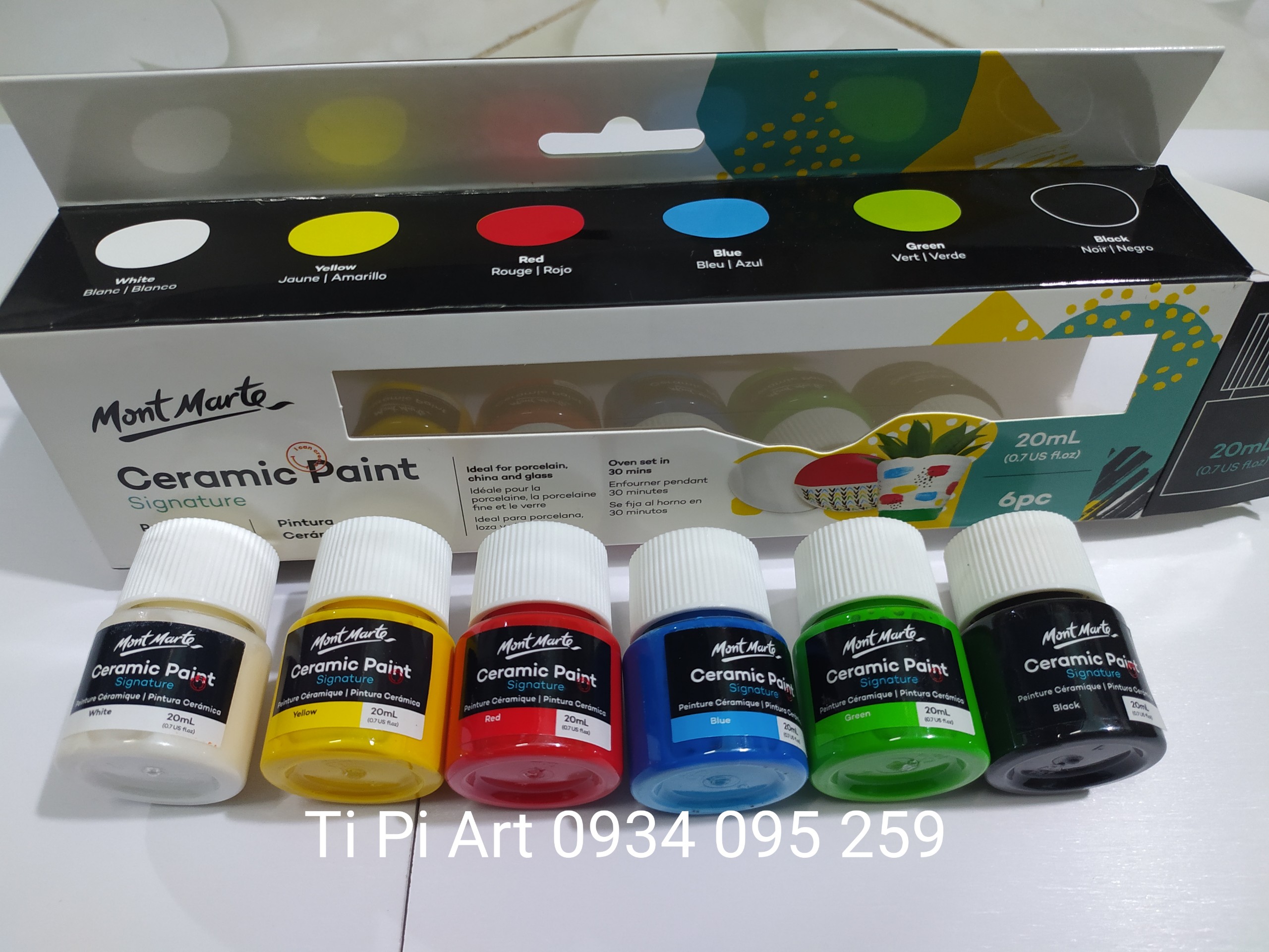 Màu vẽ gốm, sứ, kính mont marte signature ceramic paint 6pce x 20ml