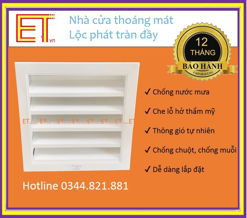Chớp ô thoáng LOUVER-400x250 ☘CHỐNG MUỖI. CHỐNG HẮT MƯA☘ đa năng. BH 12T Chớp cho quạt thông gió. chớp lỗ thoáng