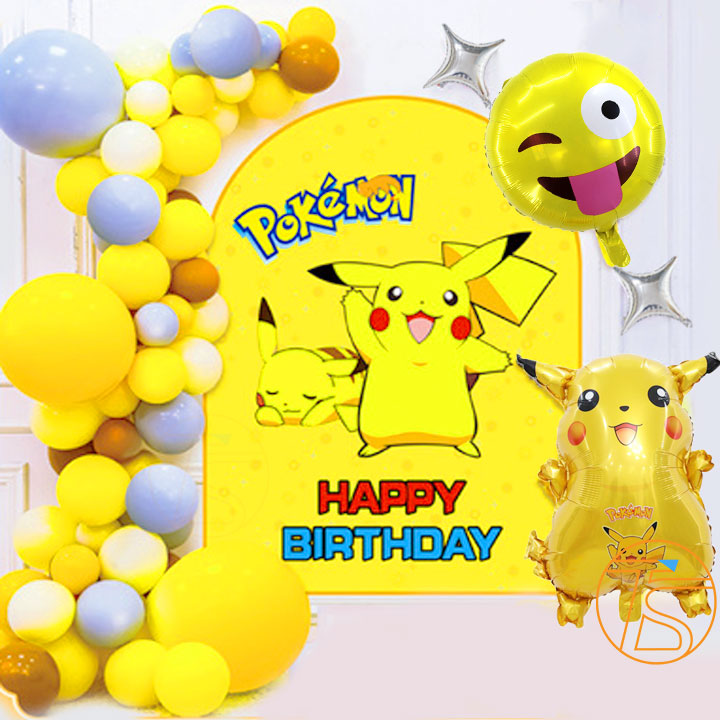 Bộ trang trí sinh nhật pokemon - Sét bong bóng trang trí happy birthday - Decor trang trí tiệc
