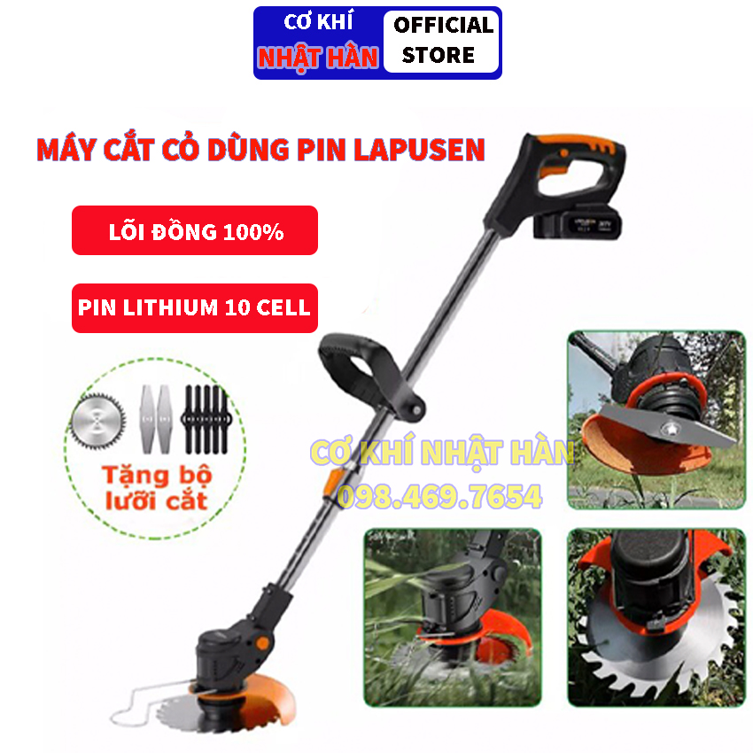 Máy cắt cỏ dùng pin lapusen, máy cắt cỏ cầm tay mini, pin khủng 15000mah, công suất 1800w, nhỏ gọn, bảo hành 6 tháng