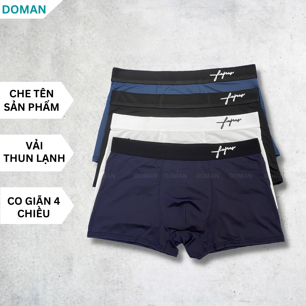 Combo 4 quần sịp đùi thun lạnh nhiều mẫu quần lót nam boxer vải co giãn thoải mái DOMAN QL01