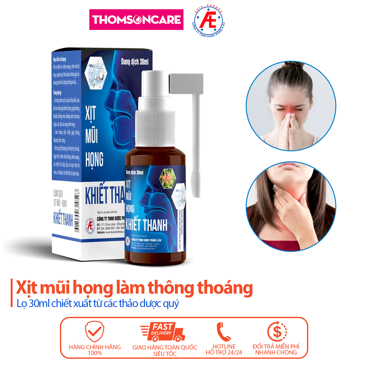 Xịt mũi họng Khiết Thanh - Sạch mũi họng, sạch xoang từ thảo dược