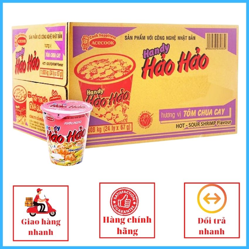 Thùng mì ly hảo hảo tôm chua cay 24ly x 67g mhhl01