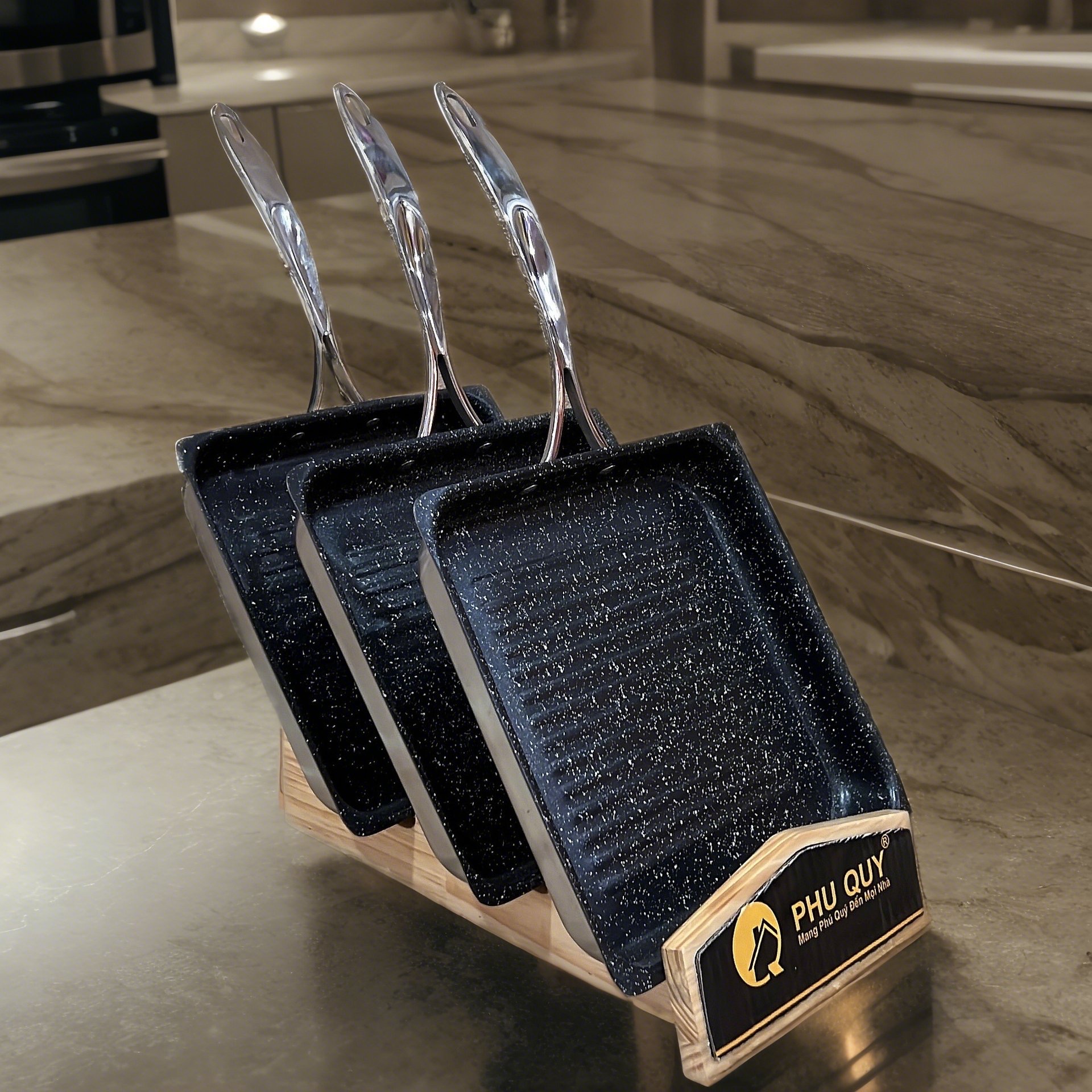 [HCM]chảo vuông cạn chống dính 3 lớp inox 304 liền khối cao cấp cookever 24cm