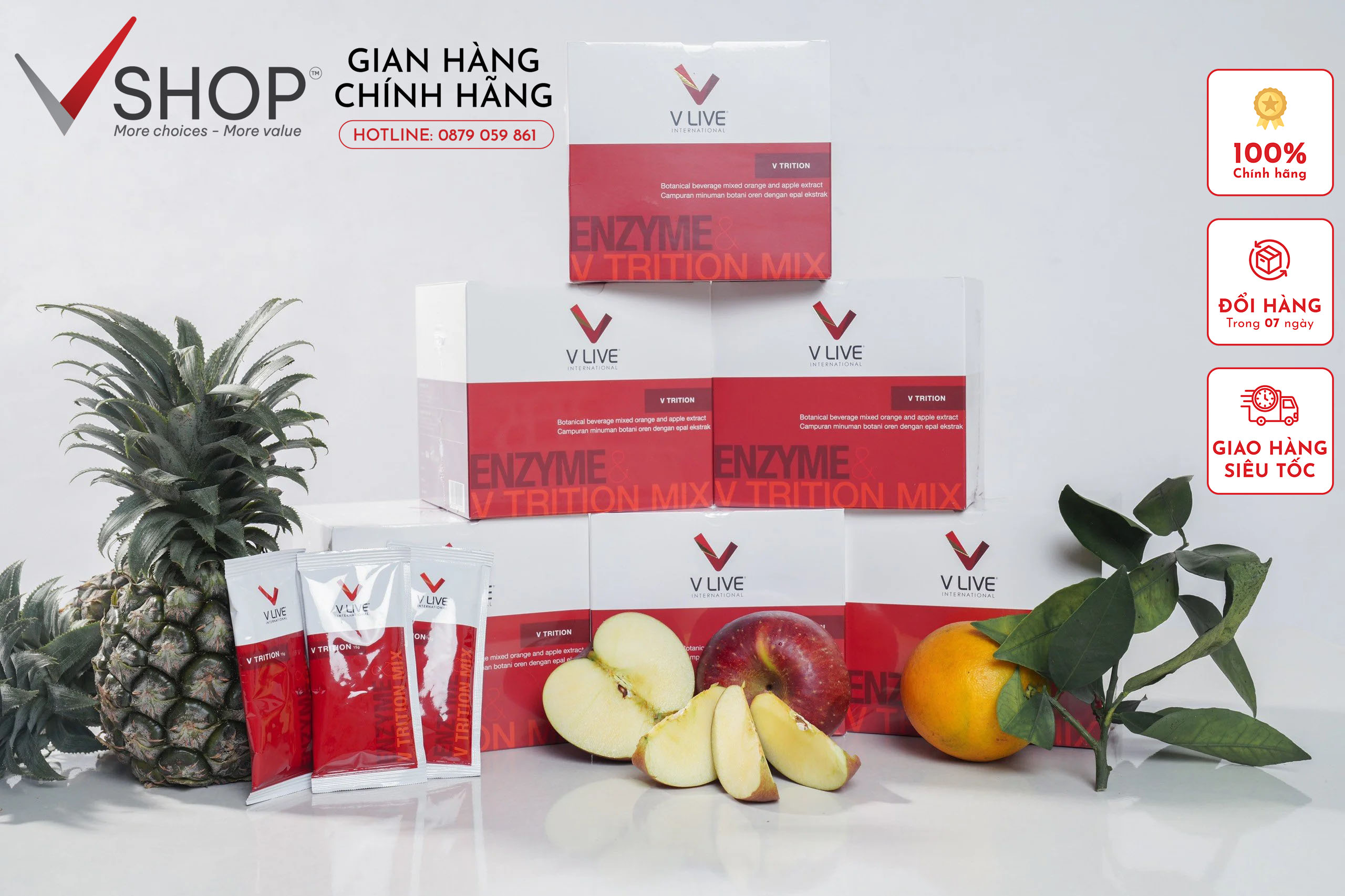 V-Trition Sản phẩm tăng cường sức khỏe hệ tiêu hóa, tăng khả năng hấp thu dinh dưỡng, nhập khẩu của Vlive international Việt Nam (1 hộp 28 gói) V live