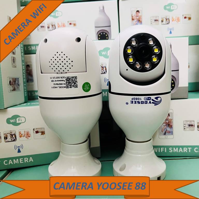 Camera wifi YOOSEE HD 1080p kiểu dáng độc đáo xoay 360 độ hỗ trợ hồng ngoại và flash màu quay đêm bảo hành 12 tháng.