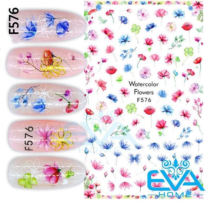 Miếng Dán Móng Tay 3D Nail Sticker Tráng Trí Hoạ Tiết Bông Hoa F576