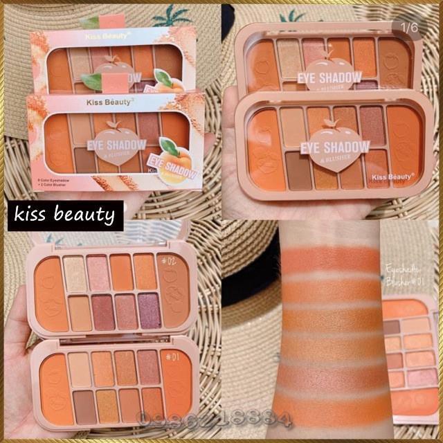 Set trang điểm Kiss Beauty gồm 8 ô phấn mắt + 2 ô phấn má tiện dụng KEB2
