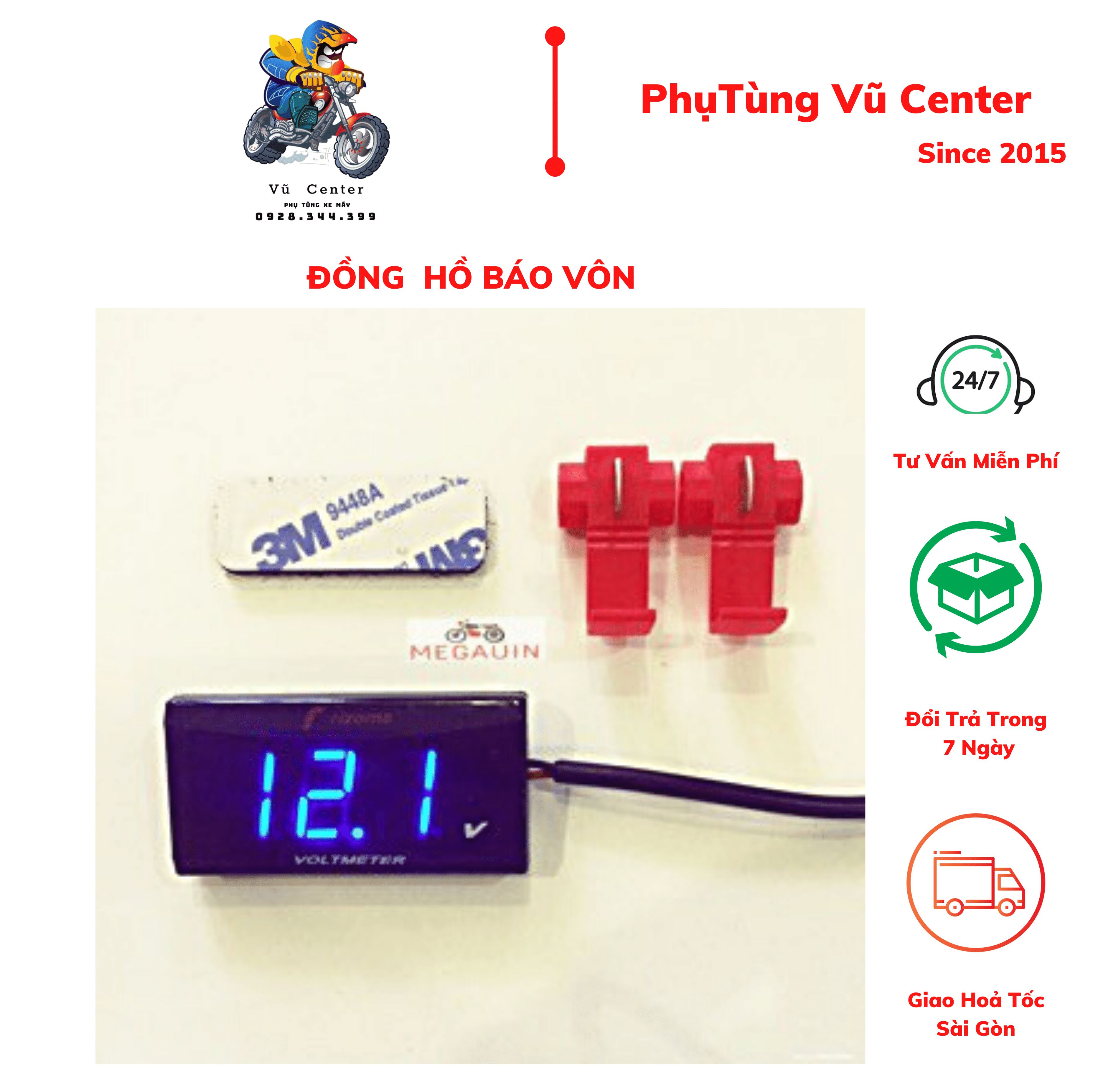 [HCM] Đồng Hồ Báo Vôn, Hiển Thị Vôn lắp mọi dòng xe máy