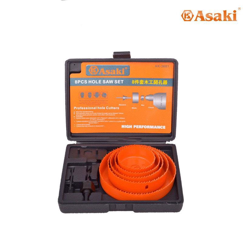 Bộ mũi khoét lỗ gỗ và thạch cao8 chi tiết asaki ak-3681
