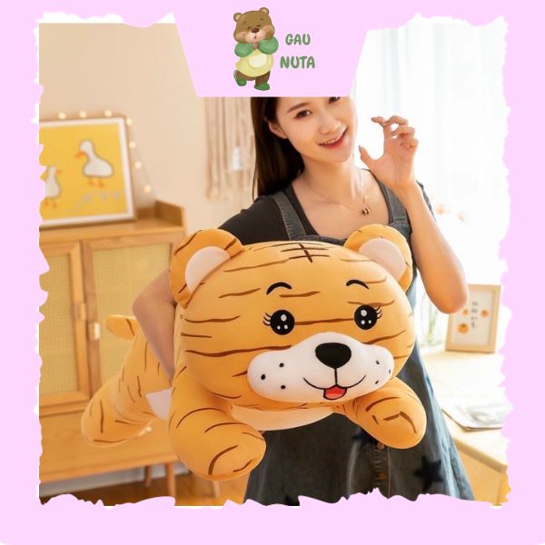 Gấu bông hổ vằn ❤️❤️gối ôm hổ nằm siêu to khổng lồ chất vải lông nhung mềm mịn co giãn