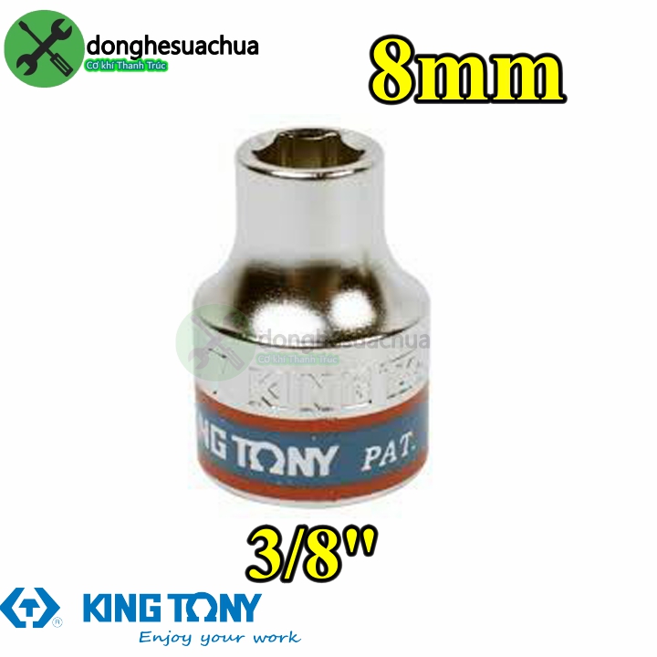 Tuýp 8mm loại 3/8 có 6 cạnh màu trắng loại ngắn kingtony 333508m