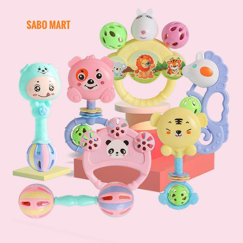 Đồ Chơi Xúc Xắc Lục Lạc 7 Món Hình Thú Đáng Yêu An Toàn Cho Bé - SABO MART