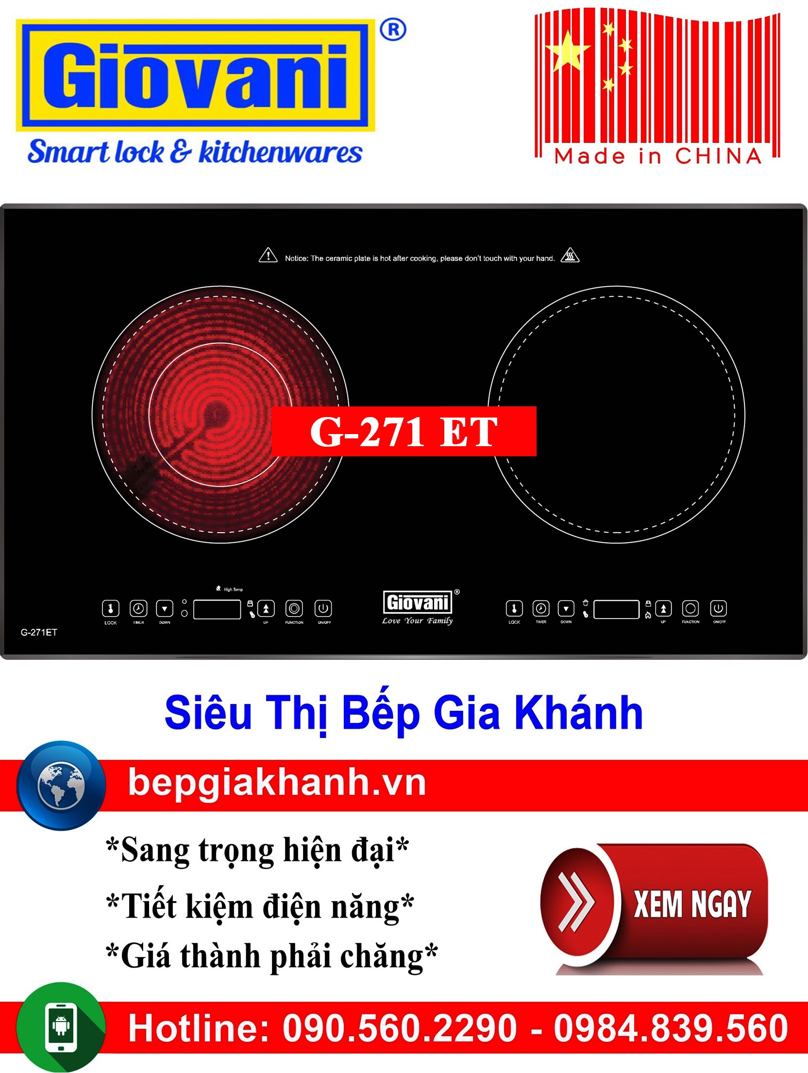 [HCM]Bếp điện từ đôi Giovani G-271 ET sản xuất Trung Quốc, bếp từ, bếp điện từ, bếp từ đôi, bếp điện từ đôi, bếp từ giá rẻ, bếp điện từ giá rẻ, bếp từ đơn, bep tu don, bep tu