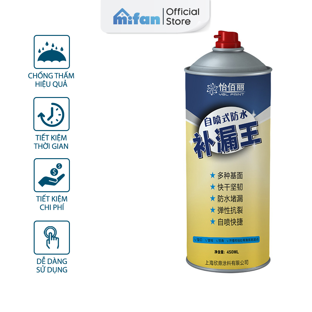 Bình Xịt Chống Thấm Nước YBL PAINT 450ml - Chai Xịt Chống Dột Tường Trần Mái Nhà Sân Thượng - MIFAN PHÂN PHỐI CHÍNH HÃNG