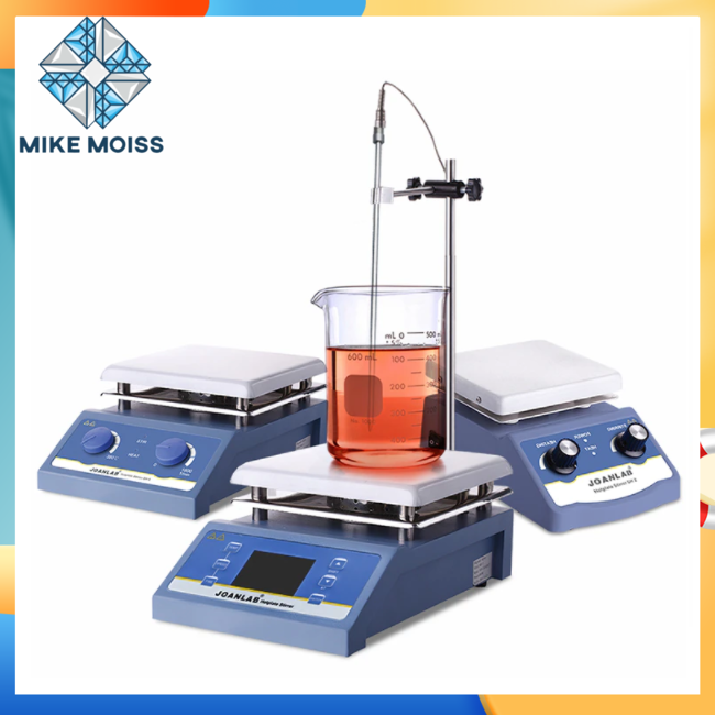 Máy khuấy từ gia nhiệt hãng JOAN LAB. Tiêu chuẩn Châu Âu . Khuấy trộn dung dịch, xi mạ nữ trang và các hóa chất khác.