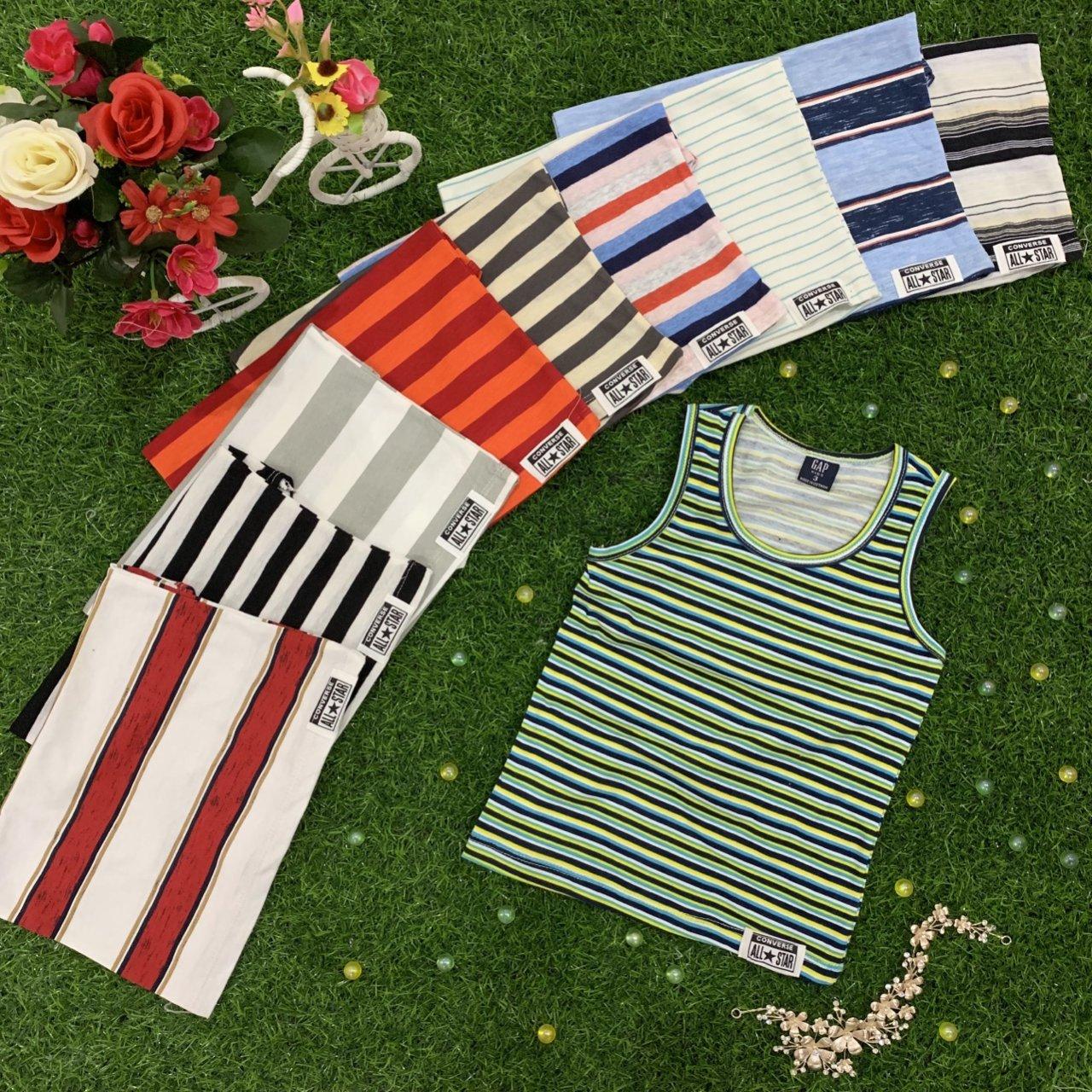Set 5 áo thun ba lỗ kẻ cho bé trai