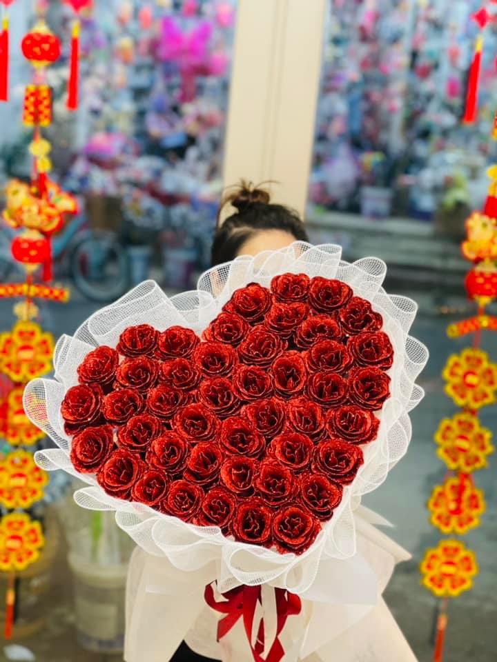 Phôi xốp dẻo hình trái tim cắm hoa nhũ trang trí - Độ dày phôi 4cm 5cm 6cm 8cm