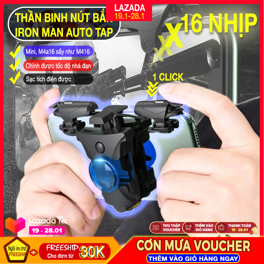[CHUYÊN SẤY] Nút bắn Auto Tap IRON MAN chơi game Pugb Mobile 1 click 16 tap có thể dùng mini và M16A4 để sấy, tăng khả năng sát thương cao