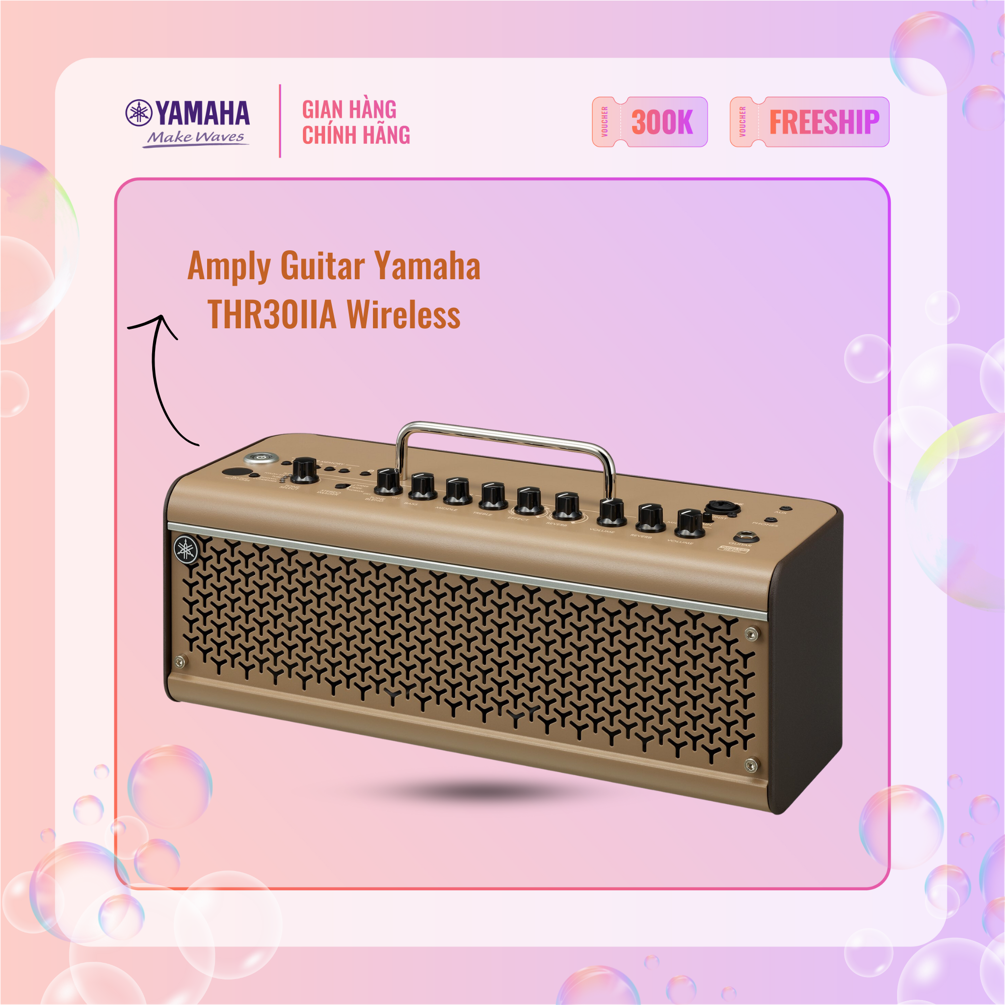 Amply Guitar YAMAHA THR30IIA Wireless - Thiết kế gọn nhẹ, Audio Interface tích hợp, bảo hành chính hãng 12 tháng