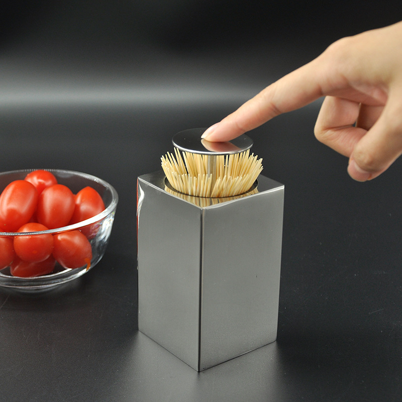 Hủ tăm, đựng tăm inox 304, trắng vàng hoặc vuông ấn nhấn nút sáng bóng đẹp cho nhà hàng khách sạn Hcm