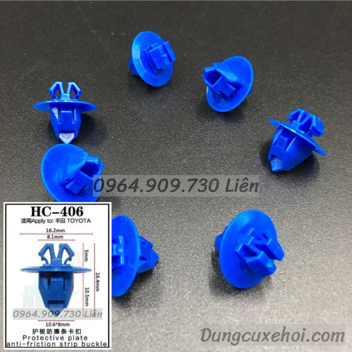 Bộ 20 đinh tán, chốt vít nở vit Nhựa Loại 1 cho xe hơi ô tô toyota Nhựa Nylon Polyme AHC406