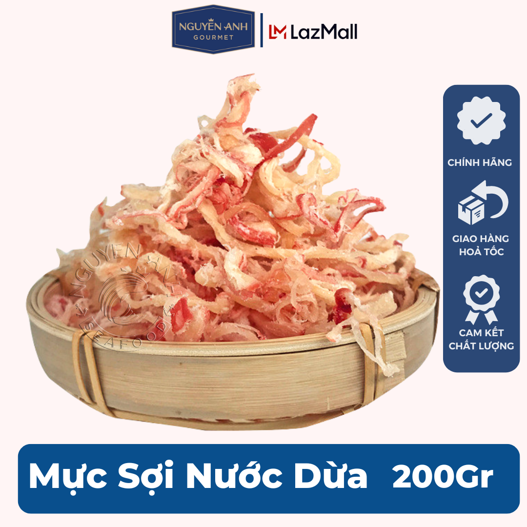 Mực Hấp Nước Dừa Xé Sợi Loại Ngon 100Gr-1KG con ngọt thịt hơn mực khô giá rẻ, khô mực đặc sản Phú Quốc Hải Sản Nguyên Anh.