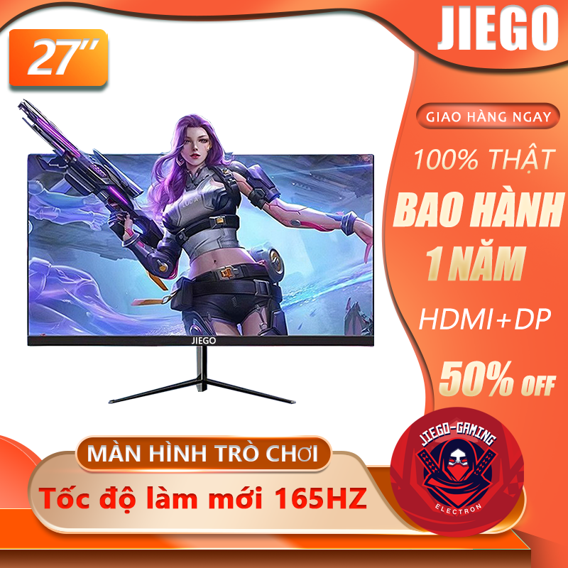 JIEGO Màn hình cong 27 inch Màn hình máy tính Tốc độ làm mới 75/165HZ Màn hình IPS Cổng HDMI+DP Bảo hành 1 năm