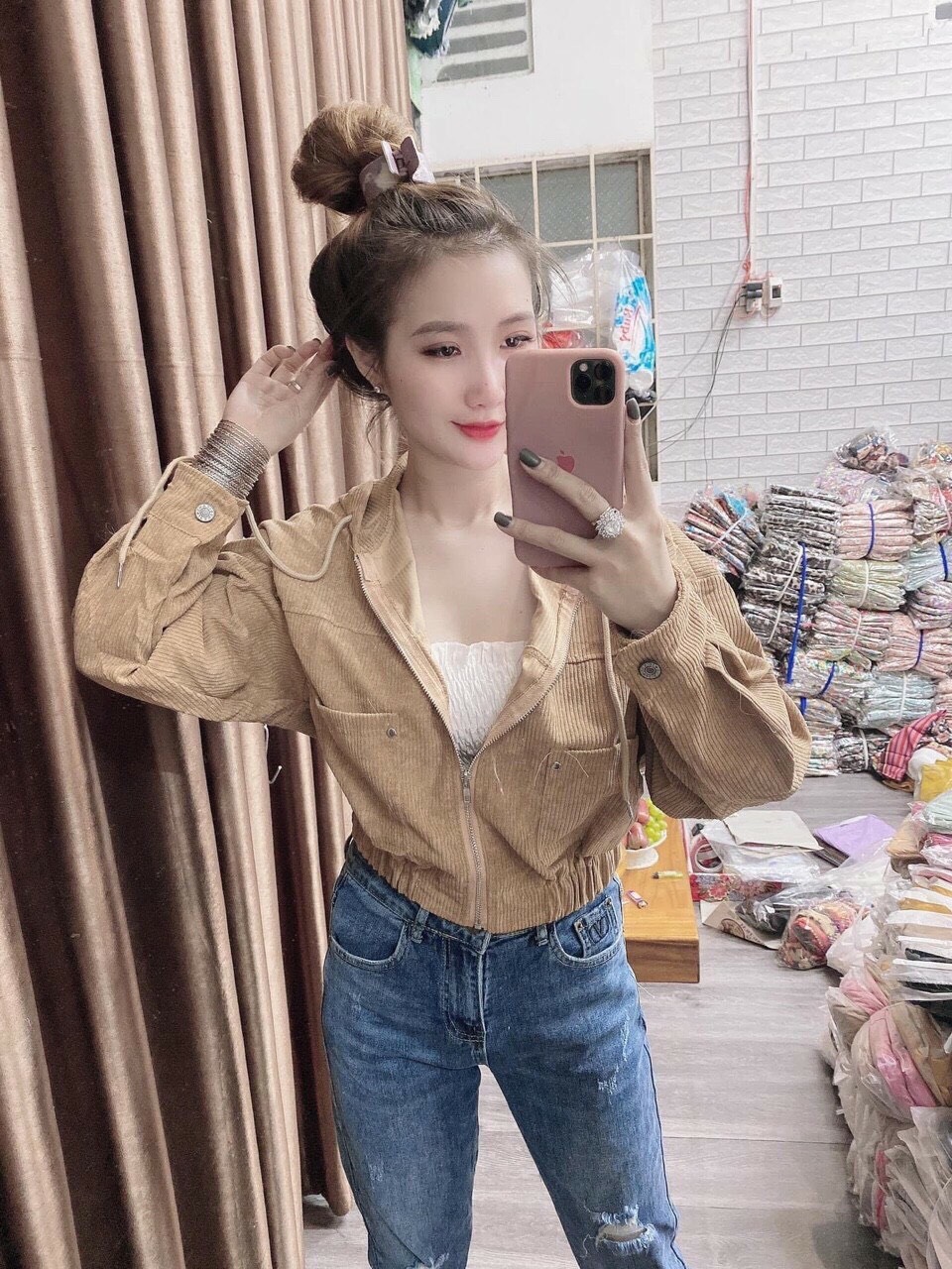 Áo Khoác Nhung Nữ Form Lửng Croptop Cao Cấp Thời Trang TP5839