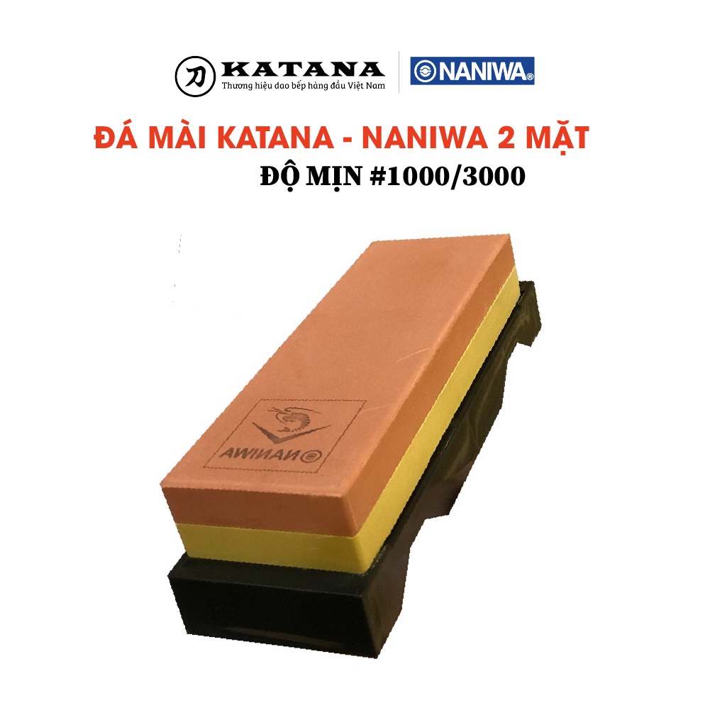 Đá mài dao 2 mặt katana độ mịn 1000 và 3000 nkt510/530d kèm đế chống trượt và hướng dẫn sử dụng